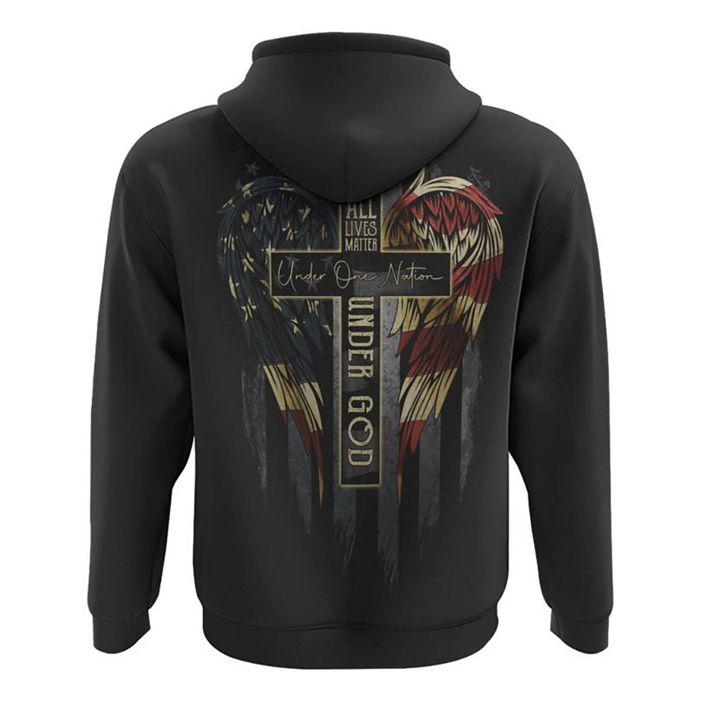 All Lives Matter Under One Nation Under God All Over Print 3D Hoodie, Christian Hoodie